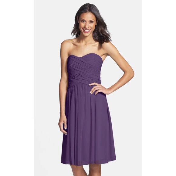 Donna Morgan Dresses & Skirts - 2x 👯‍♀️Host Pick⚡️Donna Morgan Anne Strapless Chiffon Dress- w/ flaws